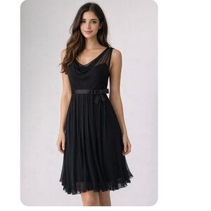 TERI JON with Rickie Freeman Silk Black Sleevless Cocktail Dress Size 6